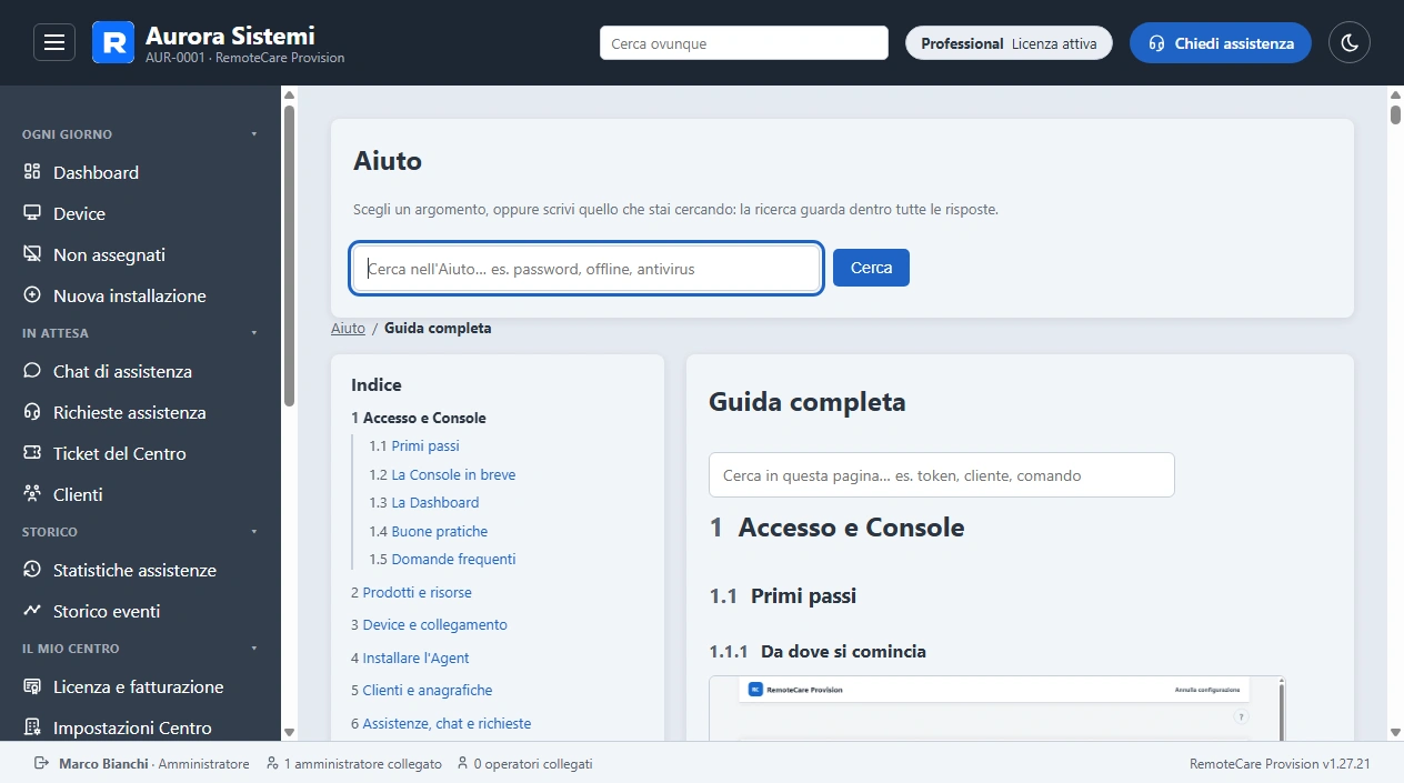 La guida completa con l'indice numerato dei capitoli